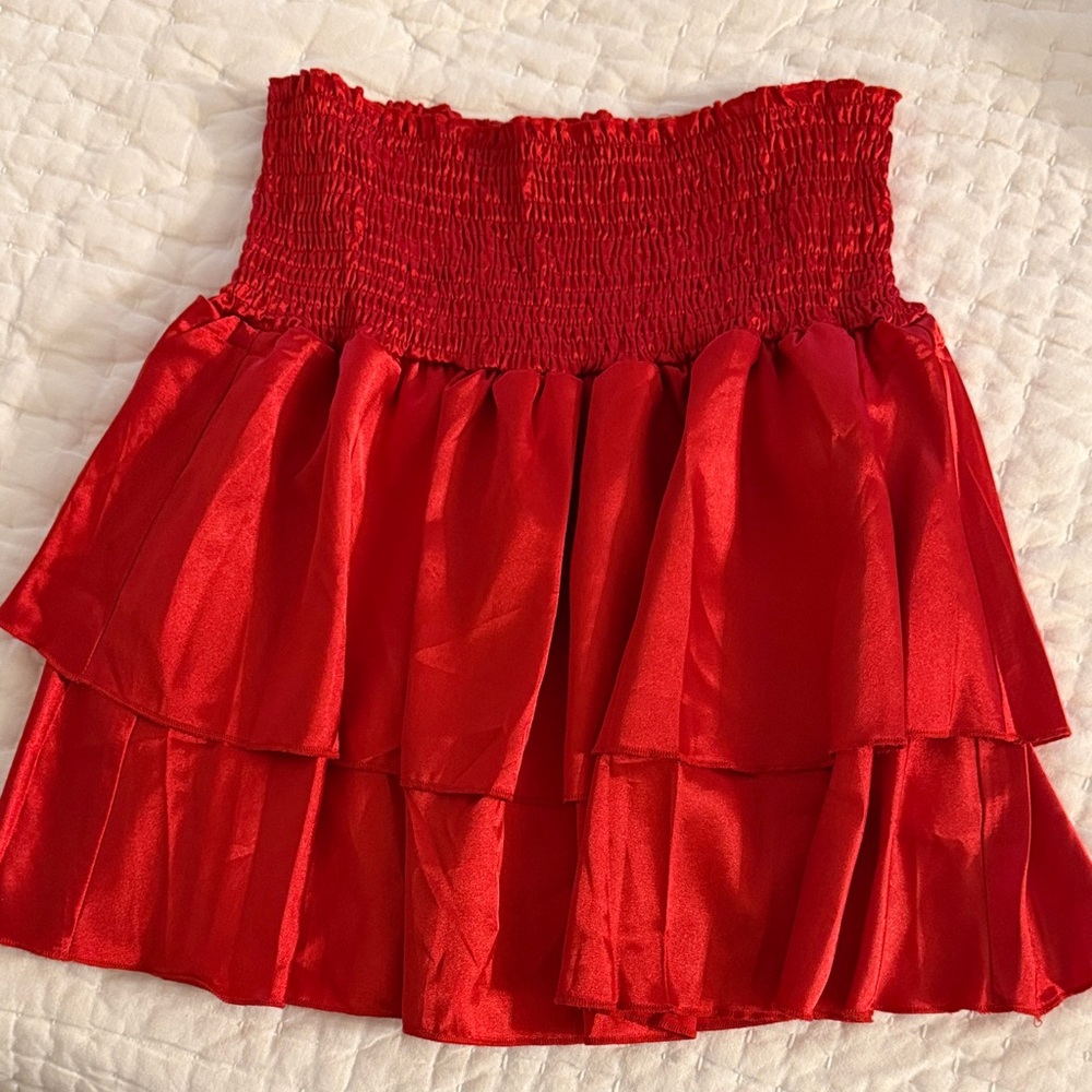 SHEIN Vibrant Red Ruffled Mini Skirt